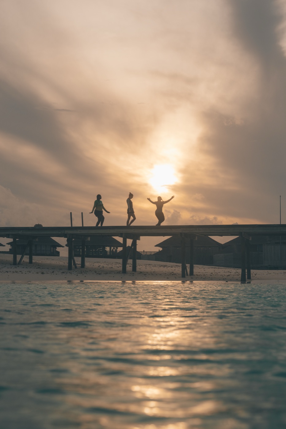 Divers at sunset